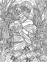 Halloween Dark Angel Coloring Page for Adults vector