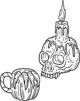Halloween Mug and Skull Candle Isolated Coloring vector