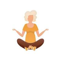 Woman Meditates. Isolated. Vector. vector