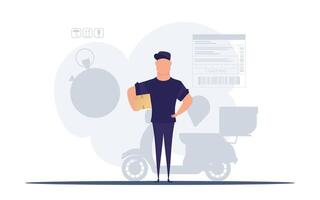 The guy with the box. Delivery concept. Good for presentations, websites and applications. Vector illustration.