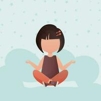 Little girl is doing yoga. Cute yoga, mindfulness and relaxation. Vector. vector