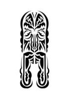 Mask in the style of the ancient tribes. Black tattoo patterns. Isolated on white background. Vector illustration.