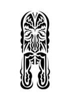 Mask in the style of the ancient tribes. Black tattoo patterns. Isolated on white background. Vector illustration.