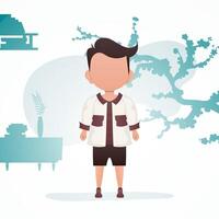 A cute little baby boy is depicted in full growth. Poster with a child. Cartoon style. illustration. vector
