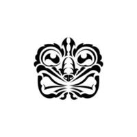 Tribal mask. Traditional totem symbol. Black ornament. Vector over white background.