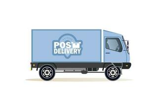 Delivery truck van isolated on white background. Delivery home and office. Vector illustration in flat style