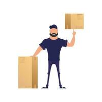 Man with a box. Delivery concept. Isolated. Vector. vector