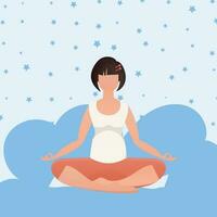 A woman sits in the lotus position. Healthy lifestyle concept. Vector. vector