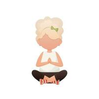 Little girl is meditating. Isolated on white background. Vector. vector
