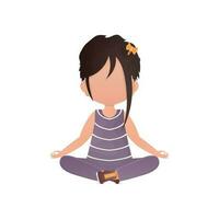 Little girl is doing yoga. Isolated. Vector illustration in cartoon style.