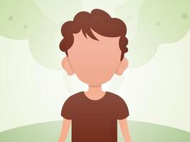 Portrait of a cute little boy. Poster with a child in the room. Vector illustration in cartoon style.