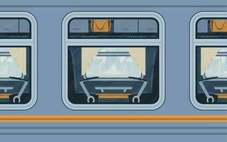 Windows Train. Electricity outside. Cartoon style. Flat style. vector