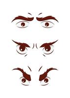 Set of eyes in flat style. Vector illustration. Isolated on white background.