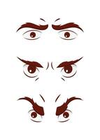 Set of eyes in flat style. Vector illustration. Isolated on white background.