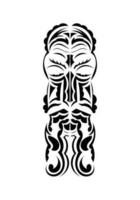 Mask in the style of the ancient tribes. Tattoo patterns. Isolated on white background. Vector illustration.