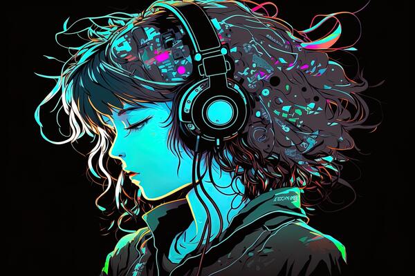An Anime Girl Drawing In The Form Of Headphones Background, Anime Drawings  Pictures, Drawing, Animal Background Image And Wallpaper for Free Download