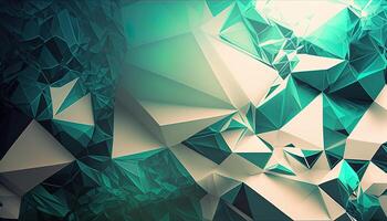 Polygonal high resolution pattern for background, white and teal and green flares. Abstract hexagonal polygonal low poly triangular high resolution futuristic green energetic background photo