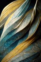 Marble effect background or texture. Spectacular abstract glistening golden solid liquid waves. Swirling golden and blue pastel pattern, shining golden color, marble geometric, photo