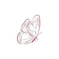 A vector image of a beautiful Butterfly made in a red line art style