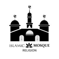 Islamic mosque icon. The mosque design consists of 3 domes and two doors, vector illustration