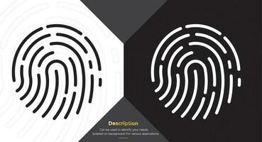 Fingerprint black and white vector isolated on background.