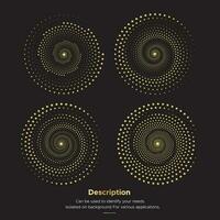 Halftone gold dots in circle. vector