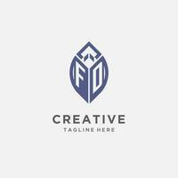FD logo with leaf shape, clean and modern monogram initial logo design vector