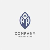 PA logo with leaf shape, clean and modern monogram initial logo design vector
