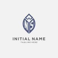 NS logo with leaf shape, clean and modern monogram initial logo design vector