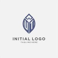 UT logo with leaf shape, clean and modern monogram initial logo design vector