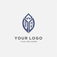 VB logo with leaf shape, clean and modern monogram initial logo design vector