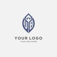 VB logo with leaf shape, clean and modern monogram initial logo design vector