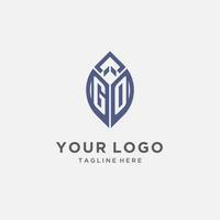 GO logo with leaf shape, clean and modern monogram initial logo design vector