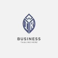 IR logo with leaf shape, clean and modern monogram initial logo design vector