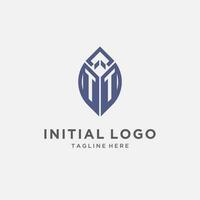 tt logo con hoja forma, limpiar y moderno monograma inicial logo diseño vector