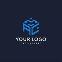 AC logo hexagon designs, best monogram initial logo with hexagonal shape design ideas vector