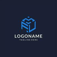 FU logo hexagon designs, best monogram initial logo with hexagonal shape design ideas vector