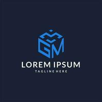 GM logo hexagon designs, best monogram initial logo with hexagonal shape design ideas vector