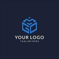GO logo hexagon designs, best monogram initial logo with hexagonal shape design ideas vector