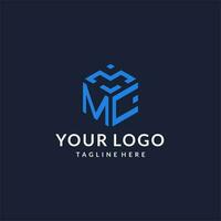 MC logo hexagon designs, best monogram initial logo with hexagonal shape design ideas vector