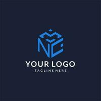 NC logo hexagon designs, best monogram initial logo with hexagonal shape design ideas vector