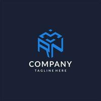 RN logo hexagon designs, best monogram initial logo with hexagonal shape design ideas vector