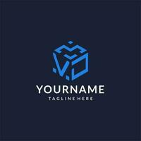 VJ logo hexagon designs, best monogram initial logo with hexagonal shape design ideas vector