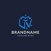 UV logo hexagon designs, best monogram initial logo with hexagonal shape design ideas vector