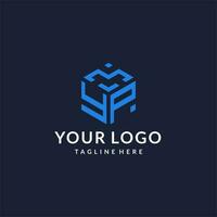 YP logo hexagon designs, best monogram initial logo with hexagonal shape design ideas vector