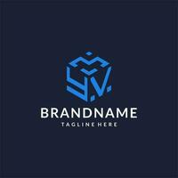 YV logo hexagon designs, best monogram initial logo with hexagonal shape design ideas vector