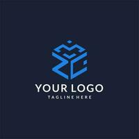 ZC logo hexagon designs, best monogram initial logo with hexagonal shape design ideas vector