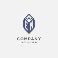 EN logo with leaf shape, clean and modern monogram initial logo design vector
