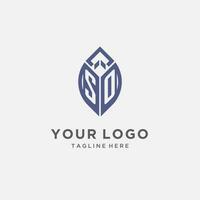 SO logo with leaf shape, clean and modern monogram initial logo design vector