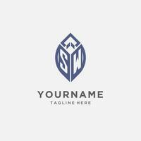 SW logo with leaf shape, clean and modern monogram initial logo design vector